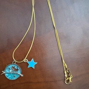 Gold Necklace with Blue Star Pendant